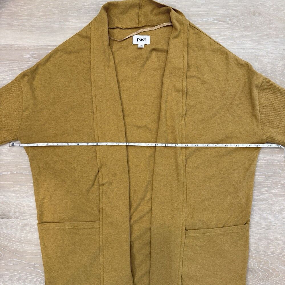 PACT Brooklyn Airplane Cardigan XS/S Chai Heather Organic Cotton Yellow Pocket - Picture 6 of 12